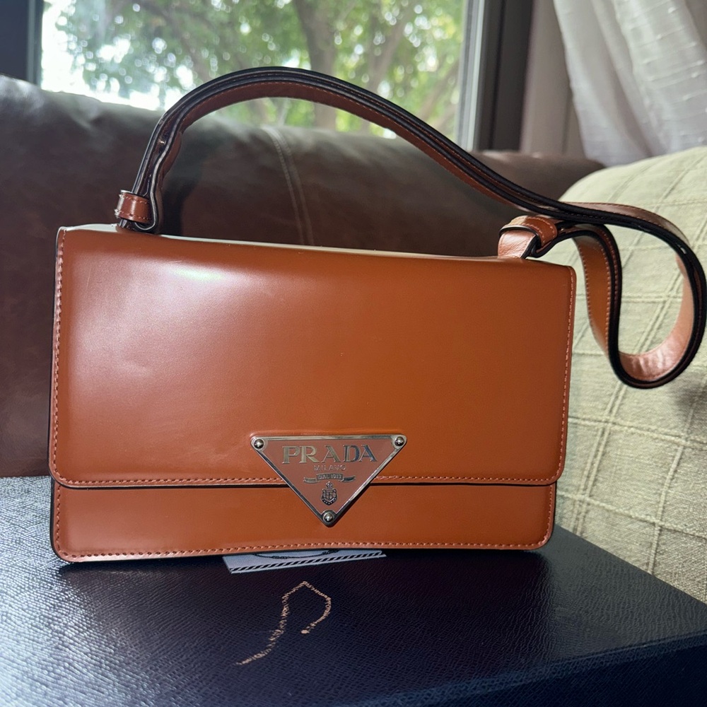 Prada brushed leather spazzolato shoulder bag